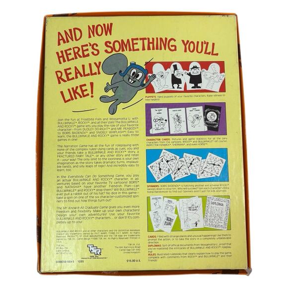 NOB Vintage 1988 "BULLWINKLE AND ROCKY Role Playing Party Game" SEALED OPEN BOX - Picture 8 of 16